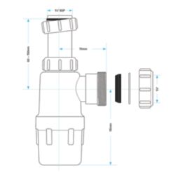 Viva Adjustable 32mm Basin or Bidet Magna 1¼" Telescopic Bottle Trap