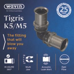 Wavin Tigris  Multi-Layer Composite Press-Fit Equal 90° Elbow 25mm 10 Pack