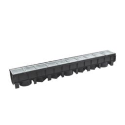FloPlast FloDrain Channel Drain & Galvanised Grate Silver 115mm x 1m