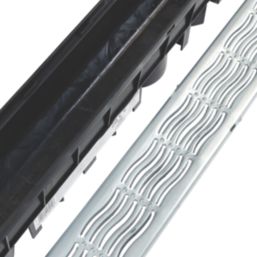 FloPlast FloDrain Channel Drain & Galvanised Grate Silver 115mm x 1m