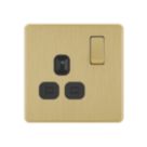 LAP  13A 1-Gang DP Switched Switched Socket Satin Brass  with Black Inserts