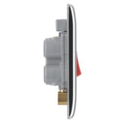 British General Nexus Metal 45A 1-Gang DP Cooker Switch Polished Chrome with LED