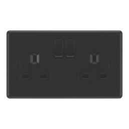 LAP  13A 2-Gang SP Switched Socket Matt Black  with Black Inserts