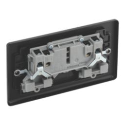 LAP  13A 2-Gang SP Switched Socket Matt Black  with Black Inserts