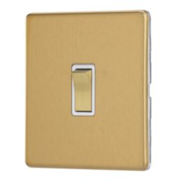 Contactum Lyric 10AX 1-Gang Intermediate Switch Brushed Brass with White Inserts