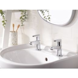 Bristan Quest Chrome 110mm Cloakroom Lever 2 Tap Holes Basin Pillar Tap