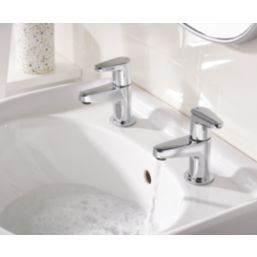 Bristan Quest Chrome 110mm Cloakroom Lever 2 Tap Holes Basin Pillar Tap