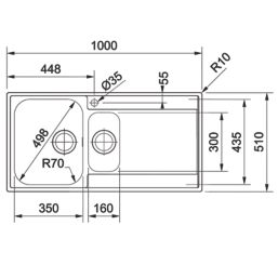 Franke Maris Slim Top 1.5 Bowl Stainless Steel Inset Kitchen Sink  1000mm x 510mm