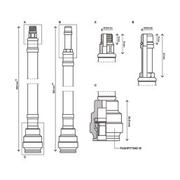 Flomasta Push-Fit Straight Flexible Hose 15mm x M10  x 300mm
