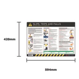 Essentials "Slips Trips & Falls" PVC Safety Poster 420mm x 594mm