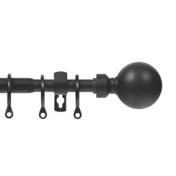 Renaissance Black Curtain Pole 16/13mm x 120-210cm