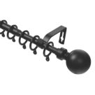 Renaissance Black Curtain Pole 16/13mm x 120-210cm