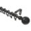 Renaissance Black Curtain Pole 16/13mm x 120-210cm