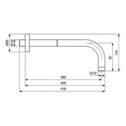 Ideal Standard Idealrain Horizontal Wall Mounted Shower Arm Silk Black 400mm x 55mm