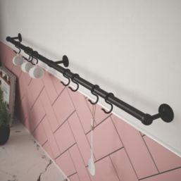 Rothley  8-Hook Utensil Rail Kit Matt Black 1000mm