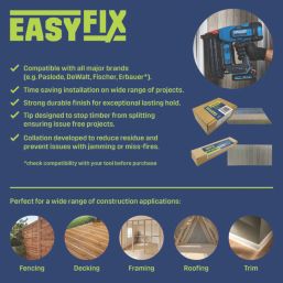 Easyfix Galvanised 34º Collated Nails Smooth Shank 3.1mm x 90mm 1100 Pack