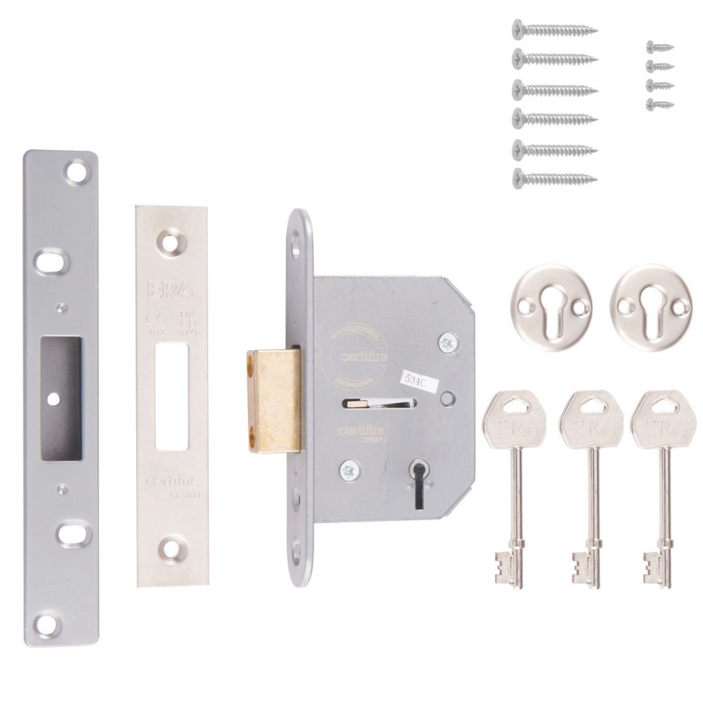 ERA 5 Lever Satin Nickel 5-Lever Mortice Deadlock 64mm Case - 44mm ...