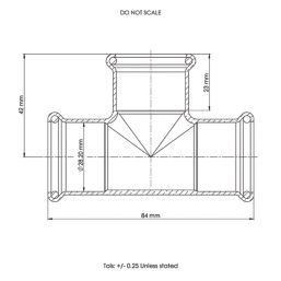 Flomasta  Copper Press-Fit Equal M-Profile Tees 28mm 2 Pack