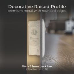 British General Nexus Metal 13A 2-Gang DP Switched Plug Sockets Brushed Steel  with Grey Inserts 5 Pack