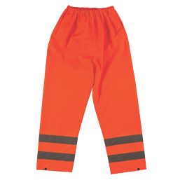 Hi-Vis Waterproof Trousers Elasticated Waist Orange Medium 25 1/2-44" W 30" L