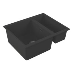 Carysil EN50REV-BK 1.5 Bowl Granite Composite Kitchen Sink Black Reversible 555mm x 218mm