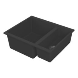 Carysil EN50REV-BK 1.5 Bowl Granite Composite Kitchen Sink Black Reversible 555mm x 218mm
