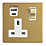 Contactum Lyric 13A 1-Gang DP Switched Socket + 3.1A 15.5W 1-Outlet Type A & C USB Charger Brushed Brass with White Inserts