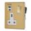 Contactum Lyric 13A 1-Gang DP Switched Socket + 3.1A 15.5W 1-Outlet Type A & C USB Charger Brushed Brass with White Inserts