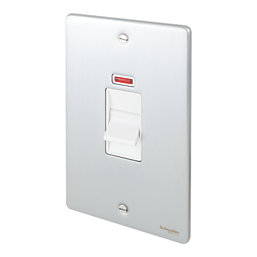 Schneider Electric Ultimate Low Profile 50A 2-Gang DP Control Switch Brushed Chrome with Neon with White Inserts