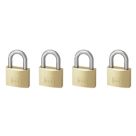 Smith & Locke  Brass Keyed Alike  Closed Shackle  Padlocks 40mm 4 Pack