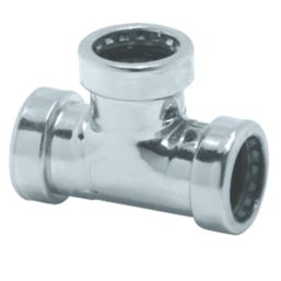 Tectite Sprint  Chrome-Plated Copper Push-Fit Equal Tee 15mm