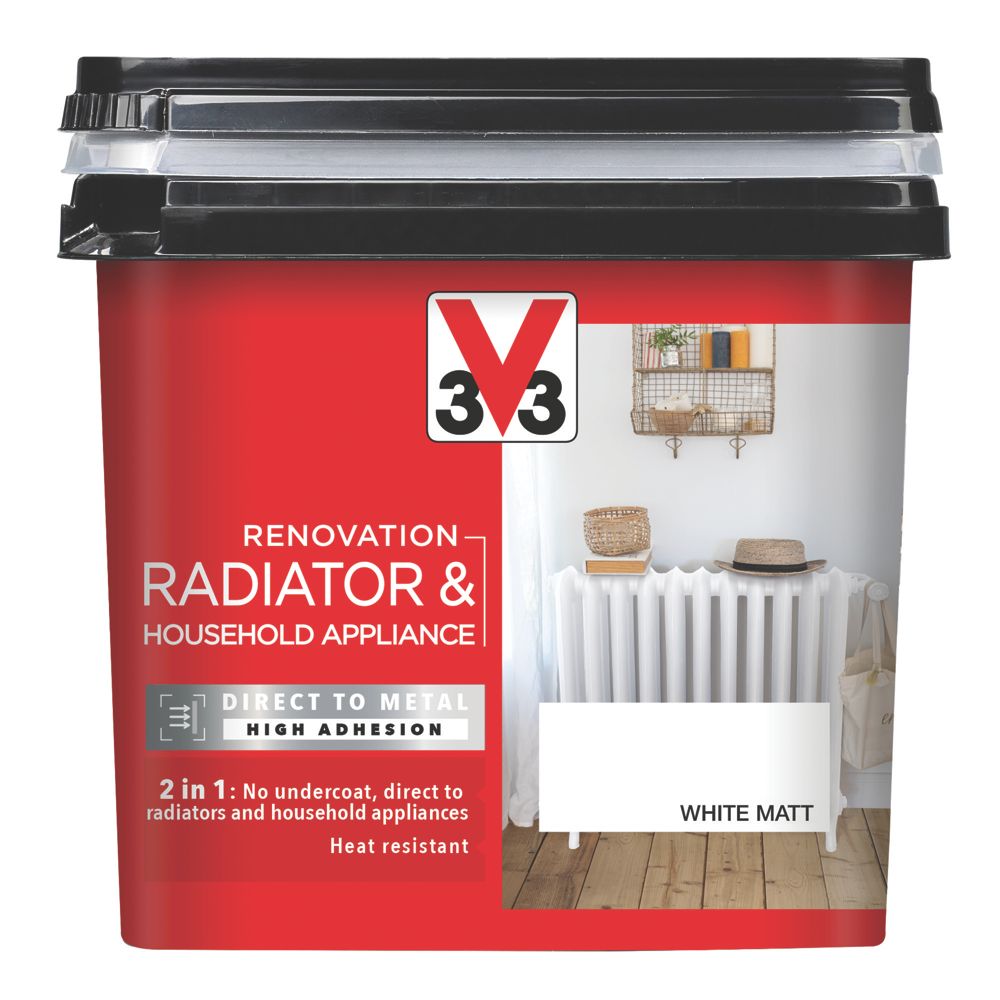 V33 750ml White Matt Heat Resistant Radiator & Appliance Paint - Screwfix