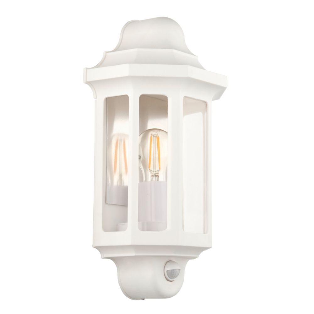 LAP Outdoor Half Lantern Wall Light With PIR Sensor White Screwfix