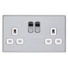 Arlec  13A 2-Gang SP Switched Socket Polished Chrome  with White Inserts