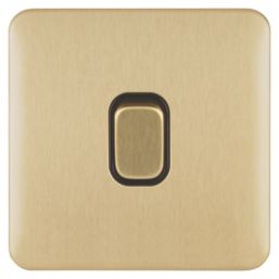 Schneider Electric Lisse Deco 10AX 1-Gang Intermediate Switch Satin Brass with Black Inserts