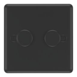 LAP  2-Gang 2-Way LED Dimmer Switch  Matt Black with Colour-Matched Inserts