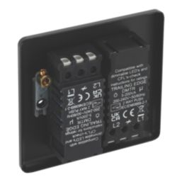 LAP  2-Gang 2-Way LED Dimmer Switch  Matt Black with Colour-Matched Inserts