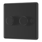 LAP  2-Gang 2-Way LED Dimmer Switch  Matt Black with Colour-Matched Inserts