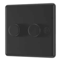 LAP  2-Gang 2-Way LED Dimmer Switch  Matt Black with Colour-Matched Inserts