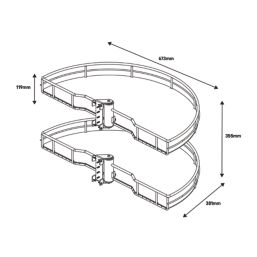 Essentials Grey  Half Moon Carousel Storage System 800mm