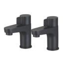 Swirl Caldew Black 120mm Standard Lever 2 Tap Holes Basin Pillar Tap