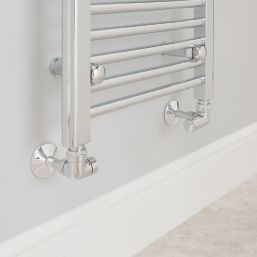 Torino 15mm x 1/2" Chrome Corner Designer Manual Radiator Valve & Lockshield  2 Pcs