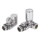 Torino 15mm x 1/2" Chrome Corner Designer Manual Radiator Valve & Lockshield  2 Pcs