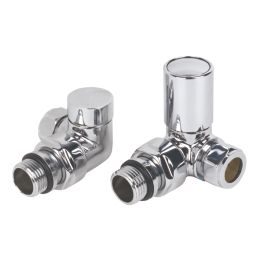 Torino 15mm x 1/2" Chrome Corner Designer Manual Radiator Valve & Lockshield  2 Pcs