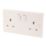 Essentials  13A 2-Gang SP Switched Plug Socket White