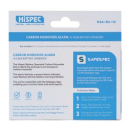 Hispec HSA/BC/10  Battery Standalone Carbon Monoxide Alarm with Safespec Data Extraction