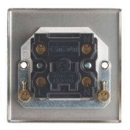 Contactum iConic 45A 1-Gang DP Control Switch Brushed Steel  with White Inserts