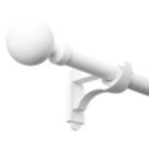 Rothley Matt White Extendable Curtain Pole with Orb Finials 28mm x 125-216cm