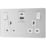 British General Evolve 13A 2-Gang SP Switched Socket + 3A 22W 2-Outlet Type A & C USB Charger Brushed Steel with White Inserts