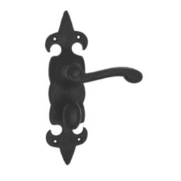Carlisle Brass Fleur de Lys LoB Bathroom Door Handles Pair Antique Black